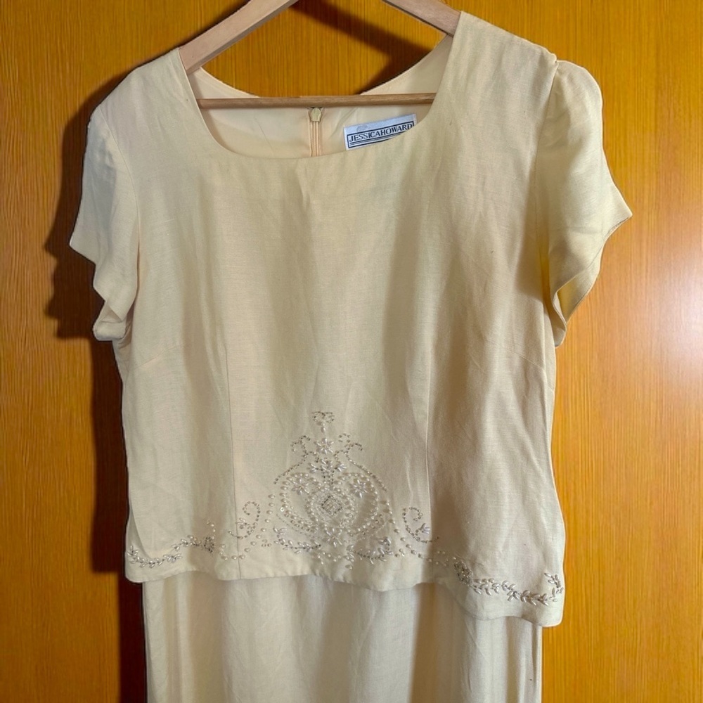 Jessica Howard Cream Embroidered Midi Dress Size 14 | Fully Lined | 55” Length - Picture 6 of 12